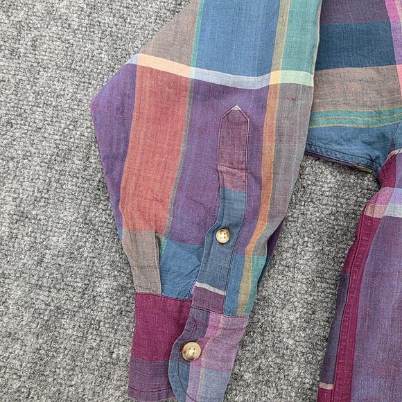 Ralph Lauren Shirt Womens 4 Multi Plaid Madras Long Sleeve Pocket Button Down - Picture 11 of 16